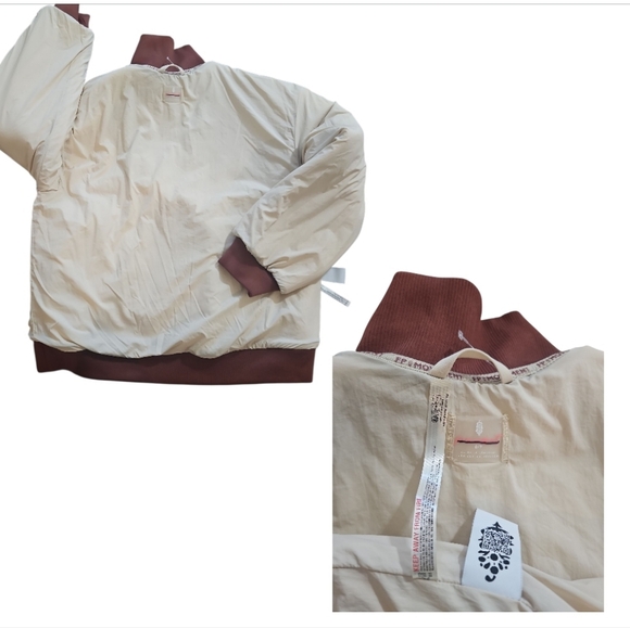 NWOT Free People Tan/brown Fleece Sherpa Scrunchy Pipa Jacket Sz S - Picture 8 of 10